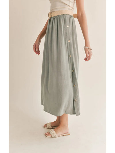 Botanical Midi Skirt  Buttons