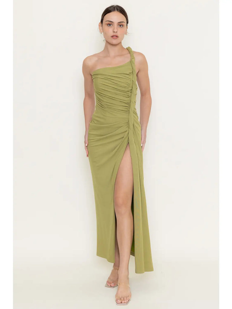 Night Out Twisted Draped Thigh Slit Maxi