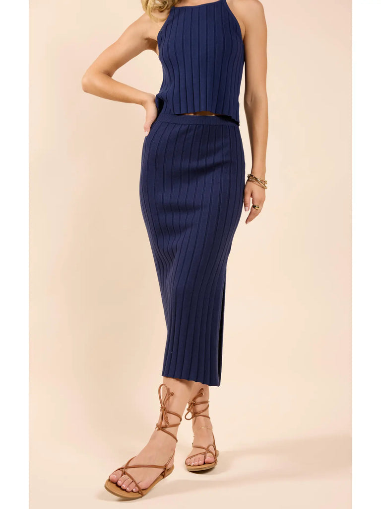 No Bad Days Ribbed Knit Midi Skirt