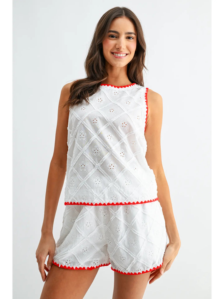 Eyelet Embroidered Shorts Set