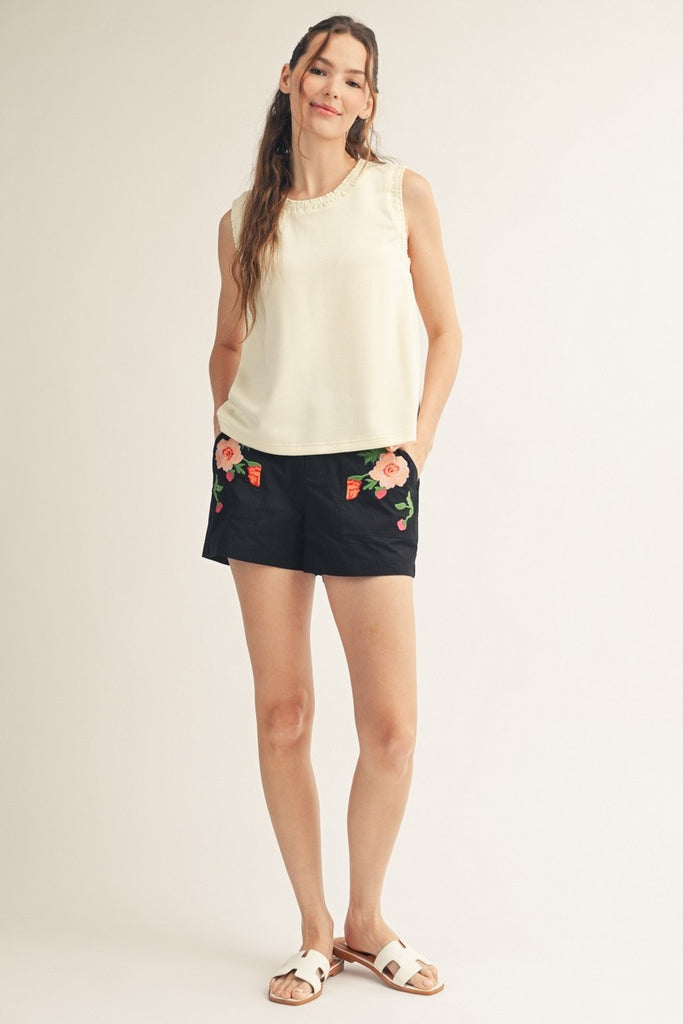 Smocked Detail Casual Tank Top