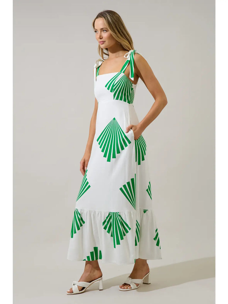 Hendy Shoulder Tie Maxi Dress Fan Breeze