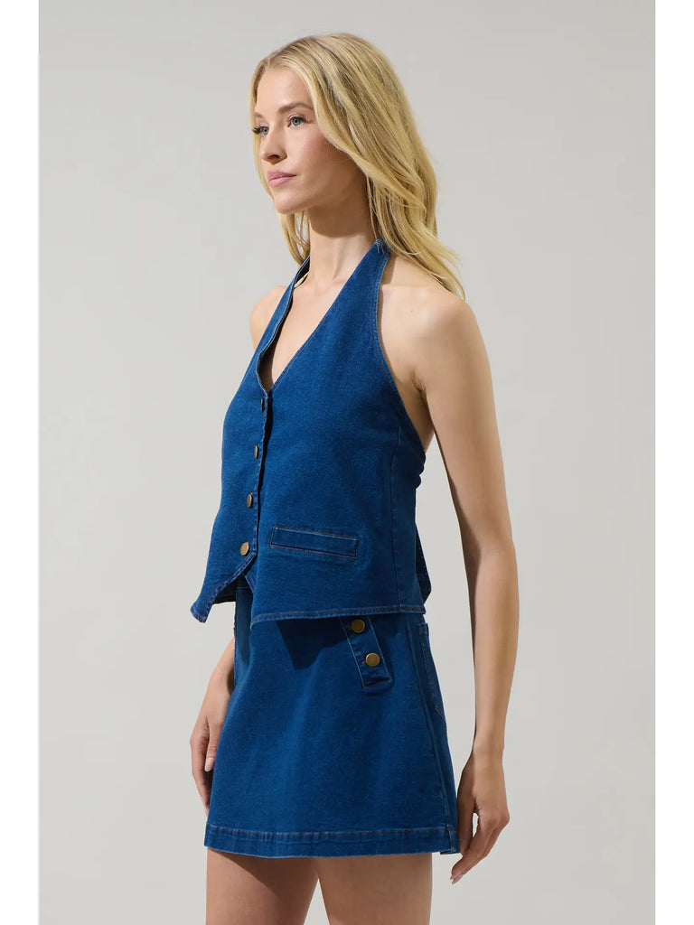 Lavinia Denim Halter Neck Top