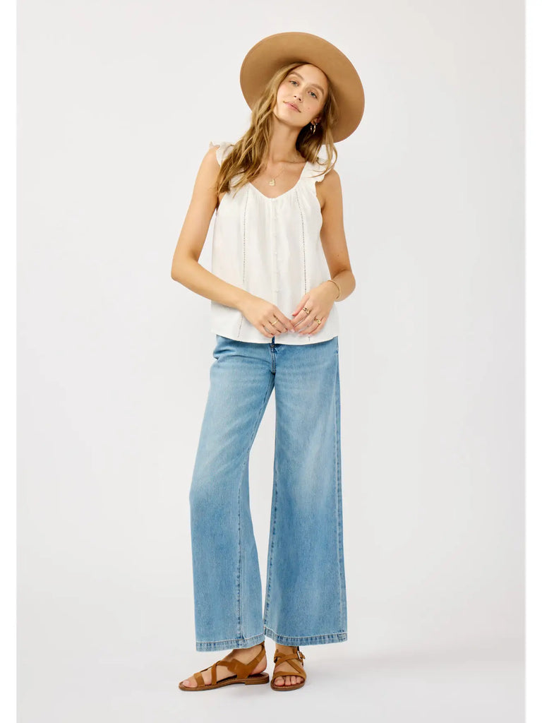 Ladder Lace Ruffle Sleeve Top