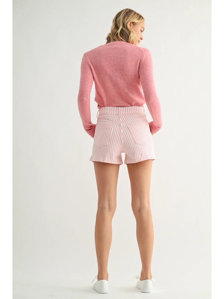 Pink Stripe High Rise Short