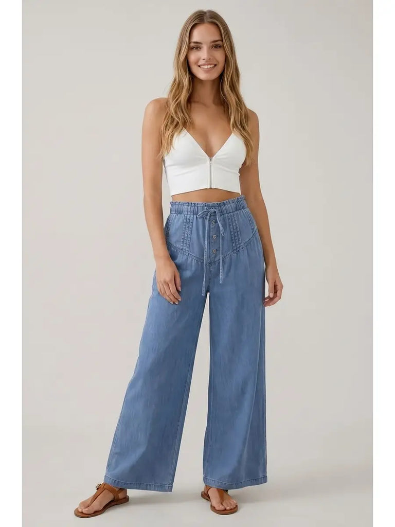 Paris Pleated Denim Pants