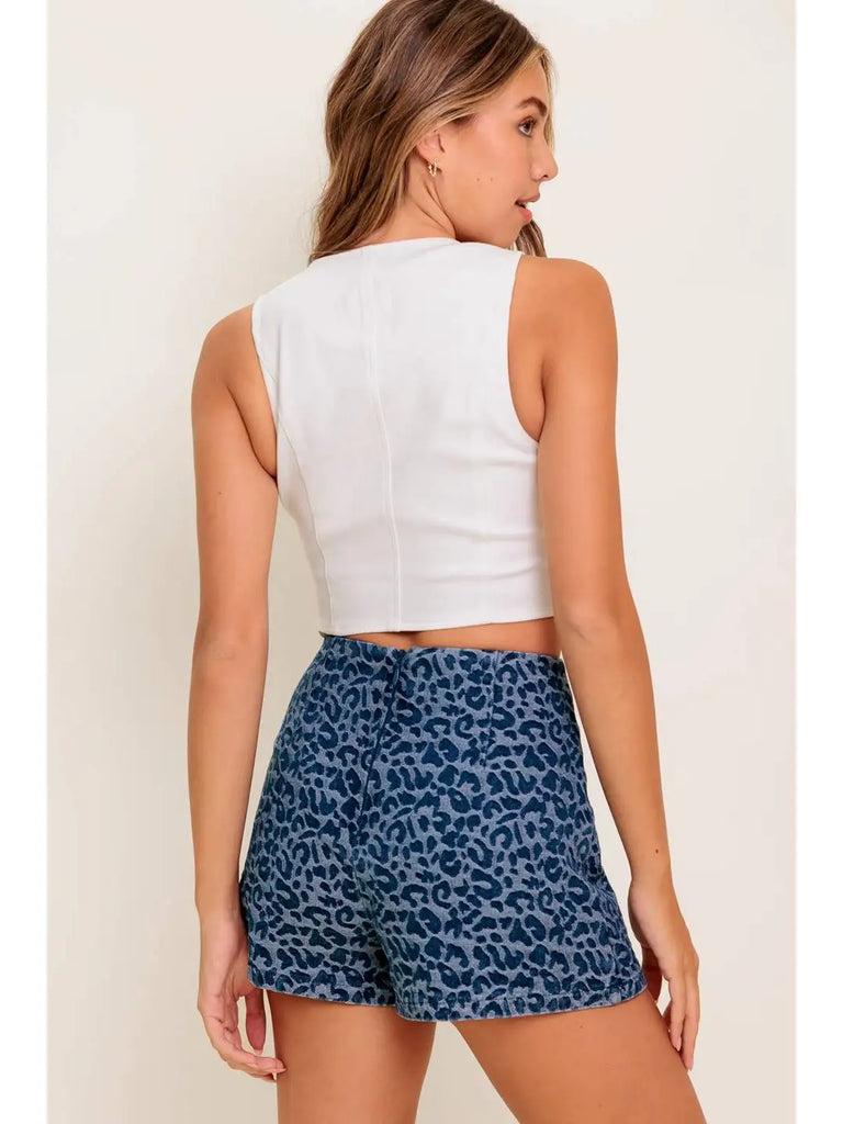 Jacquard Denim Skort