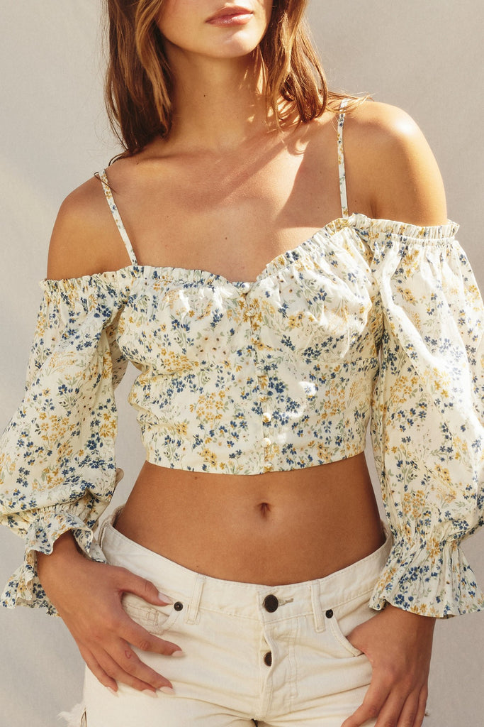 Blue Corn Cold Shoulder Top