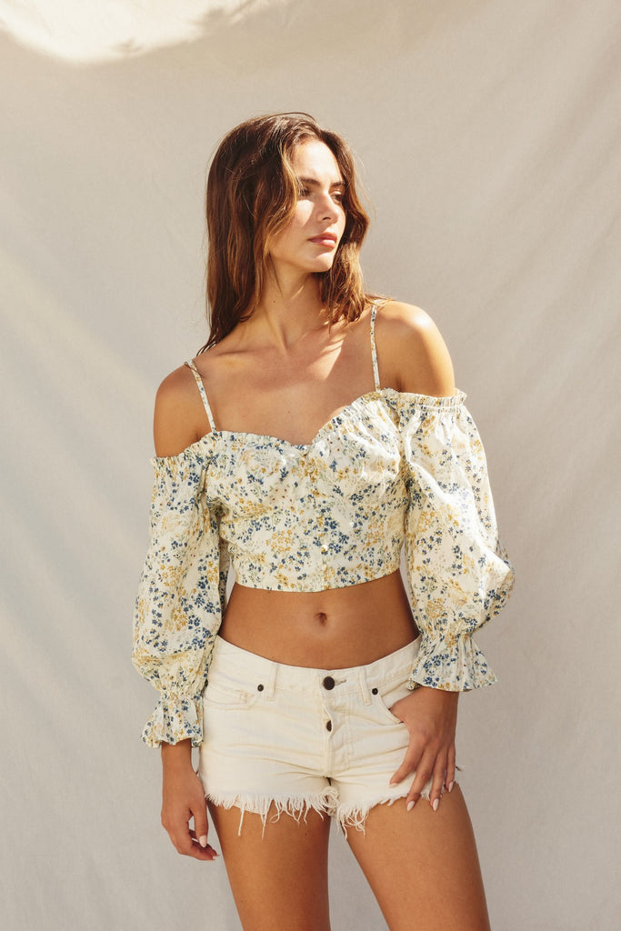 Blue Corn Cold Shoulder Top