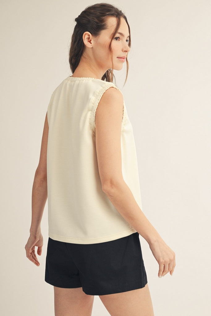 Smocked Detail Casual Tank Top
