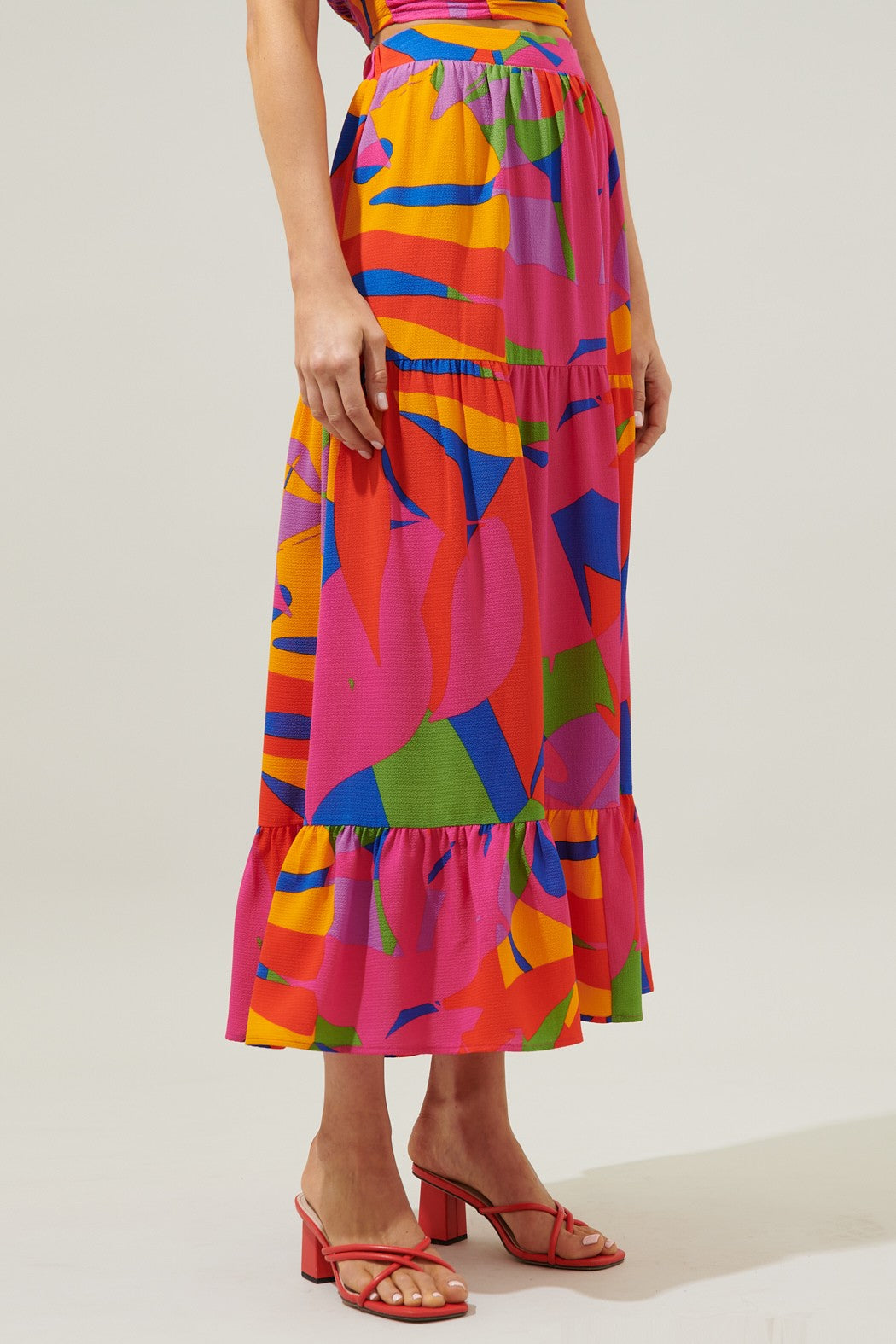 Soleil Abstract Yaelle Flowy Maxi Skirt