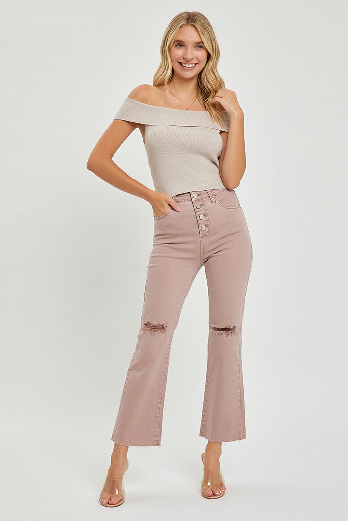 Risen Tummy Control Mauve Jeans