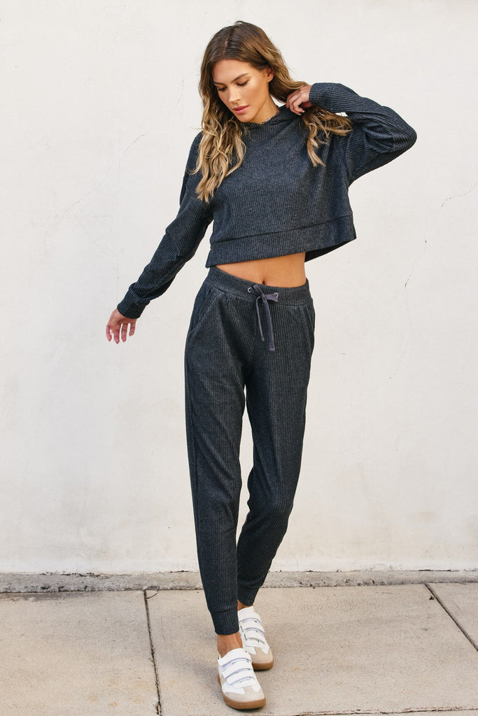 Heathered Hoodie And Pants Set