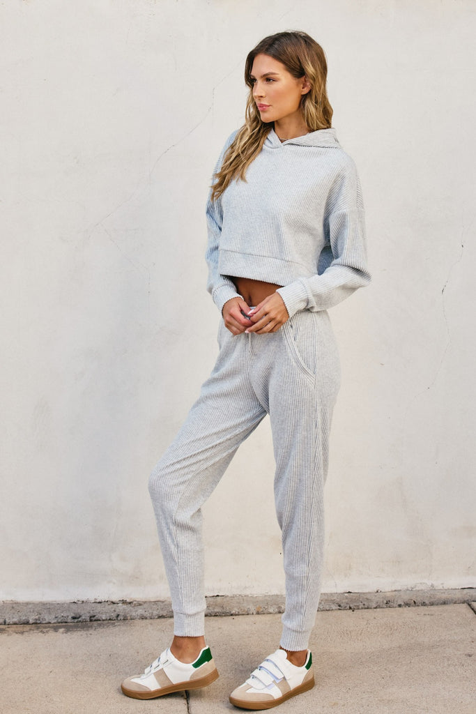 Heathered Hoodie And Pants Set
