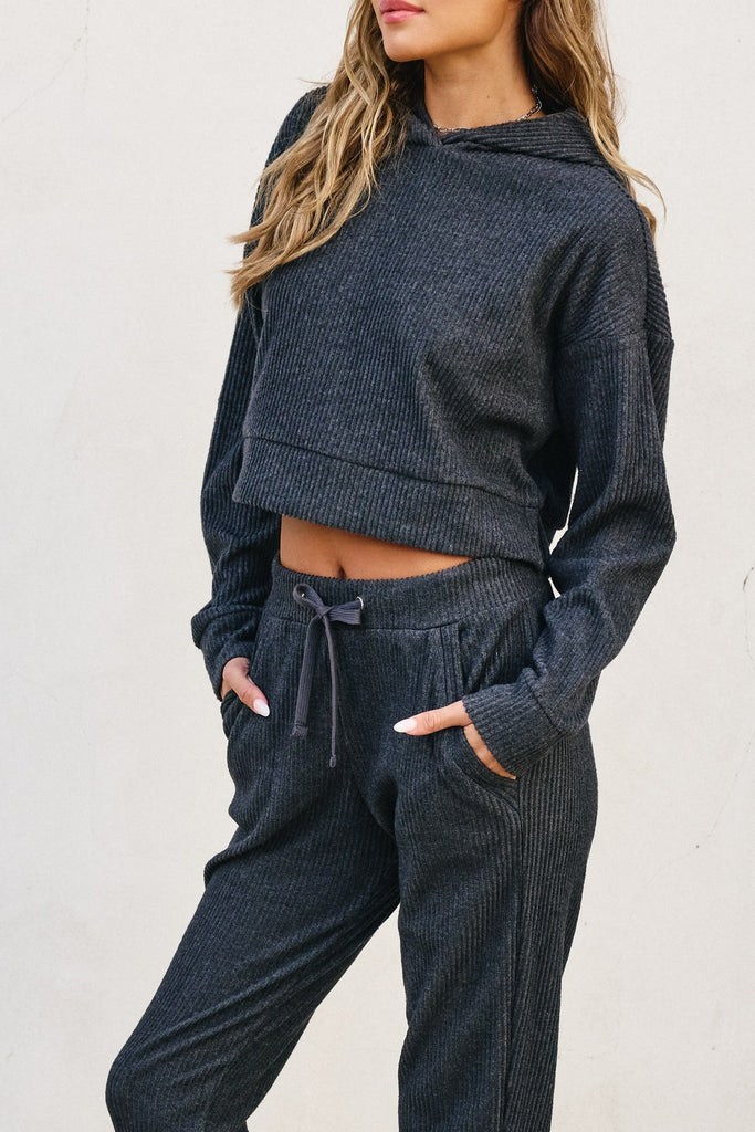 Heathered Hoodie And Pants Set