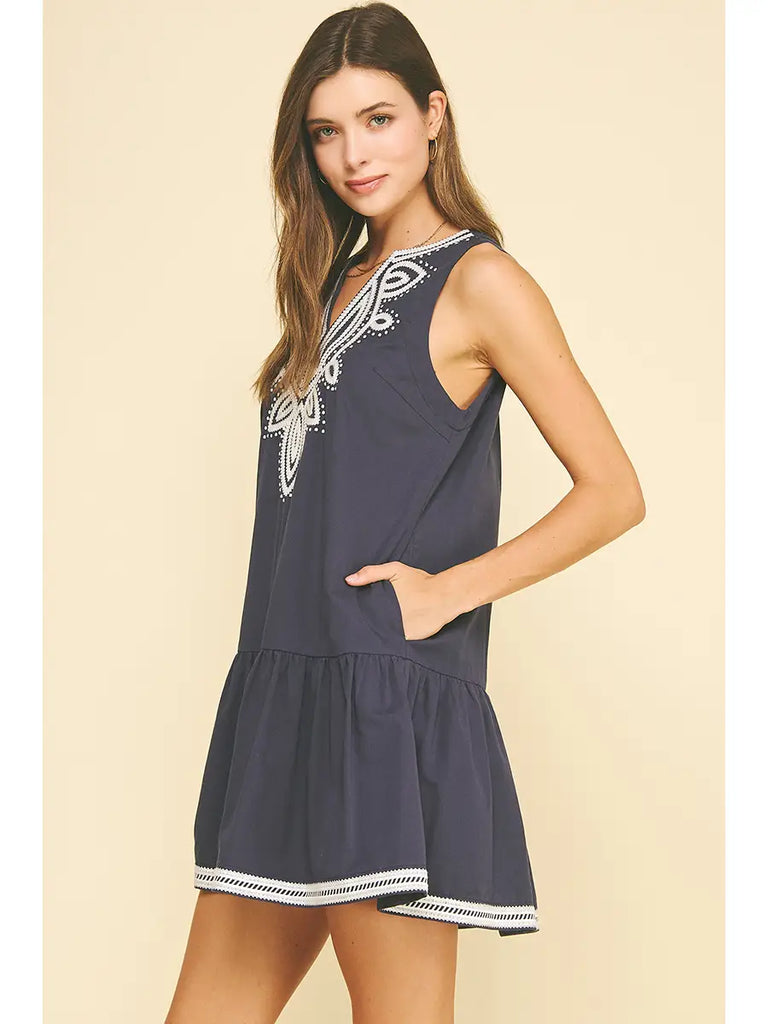 Danielle Embroidered Mini Dress