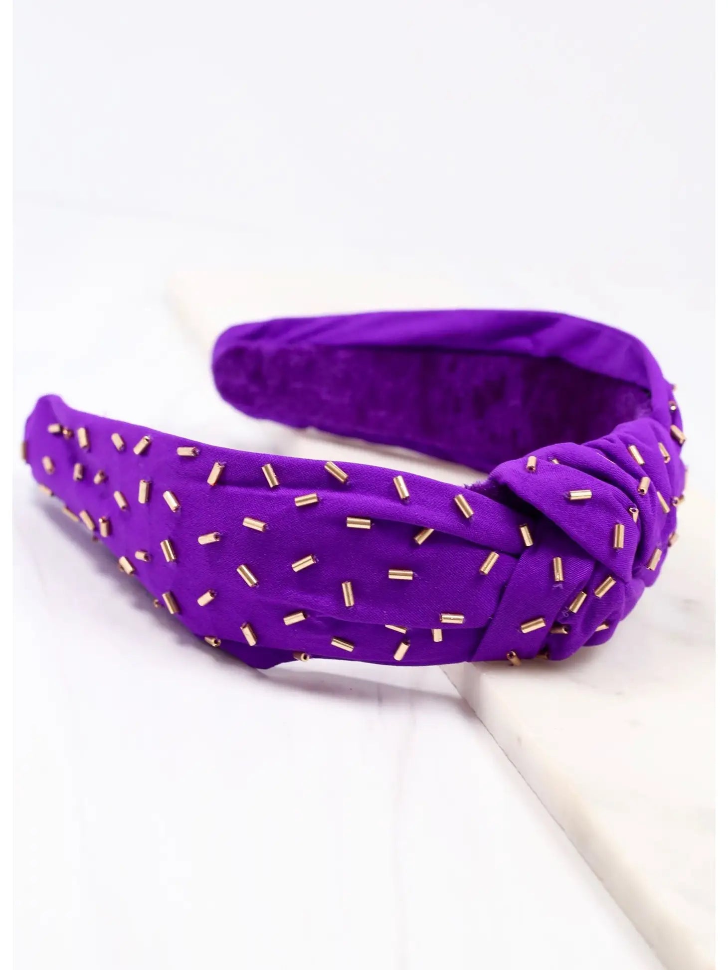 Randall Confetti Bead Headband Purple Gold