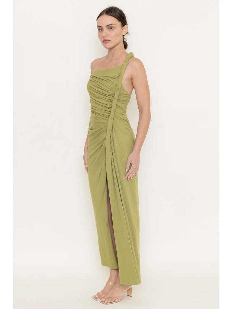 Night Out Twisted Draped Thigh Slit Maxi
