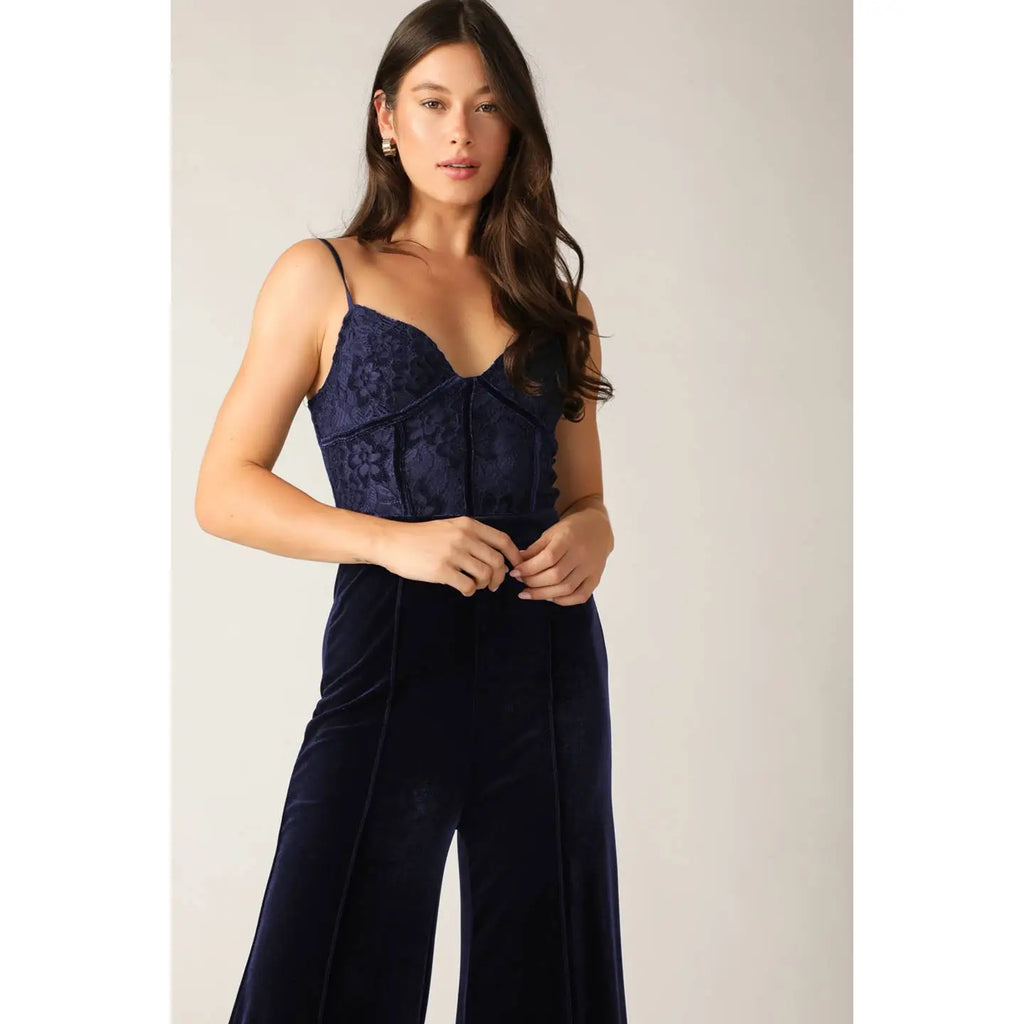 Navy Velvet Jumpsuit