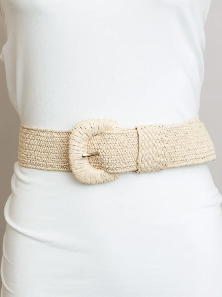 Raffia Stretch Belt Square