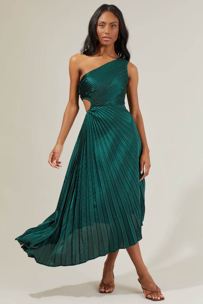 Marigold Aurora Pleated Maxi Dress