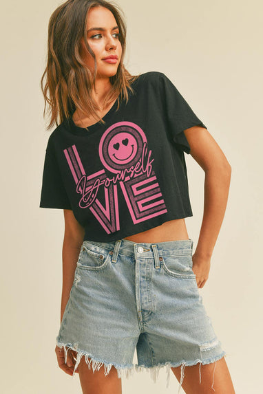 Love Valentines Day Short Cropped Tee