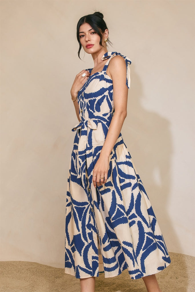 Tide And Seek Button Down Midi Dress