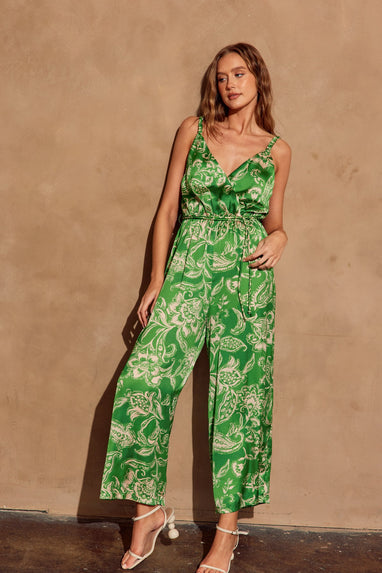 For The Moment Cord Strap Surplice Jumpsuit
