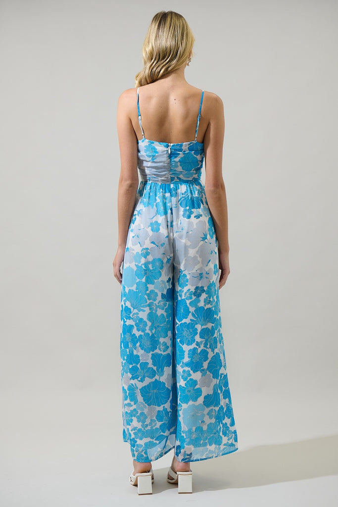 Kerela Floral Amoretta Ruched Wide Leg Jumpsuit