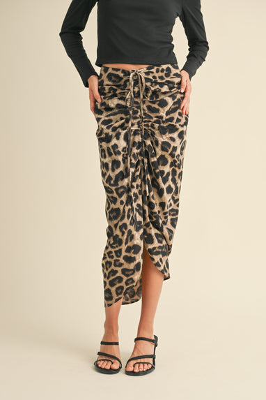 Leopard Ruched Skirt