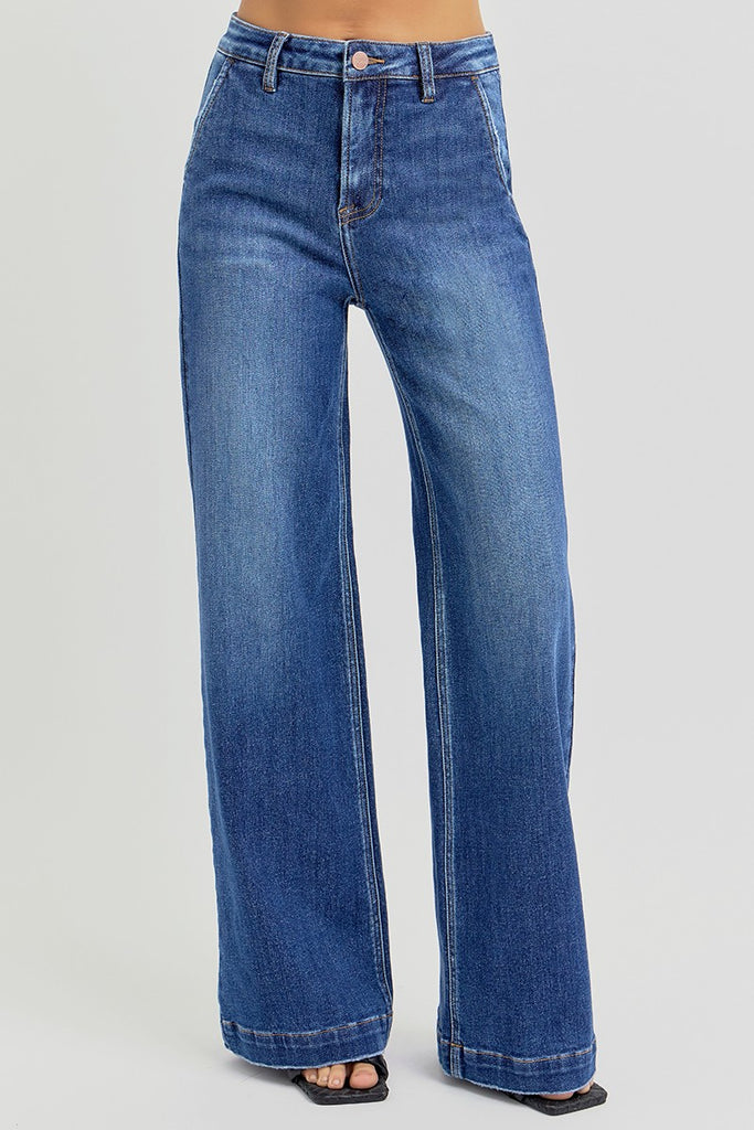 Risen Slanted Pocket Jeans
