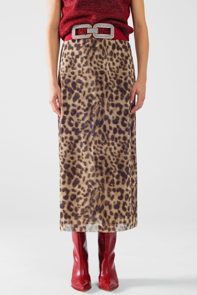 Leopard Print Bodycon Midi Skirt