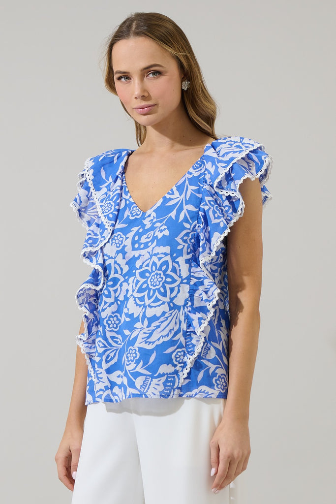 Marny Floral Ziva Ruffle Blouse
