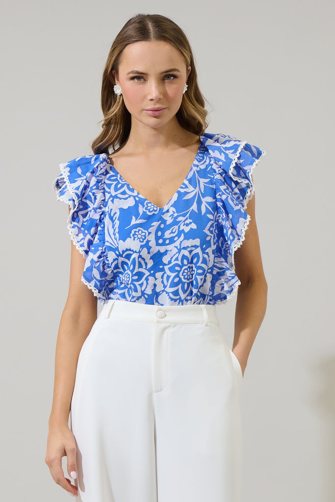 Marny Floral Ziva Ruffle Blouse