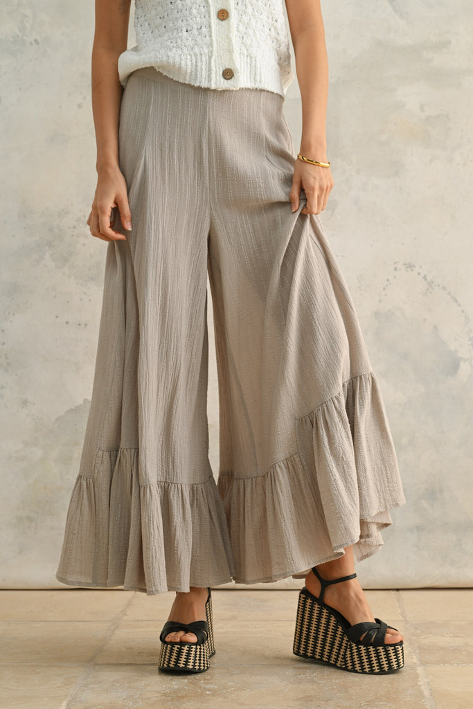 Wide Leg Ruffled Pants
