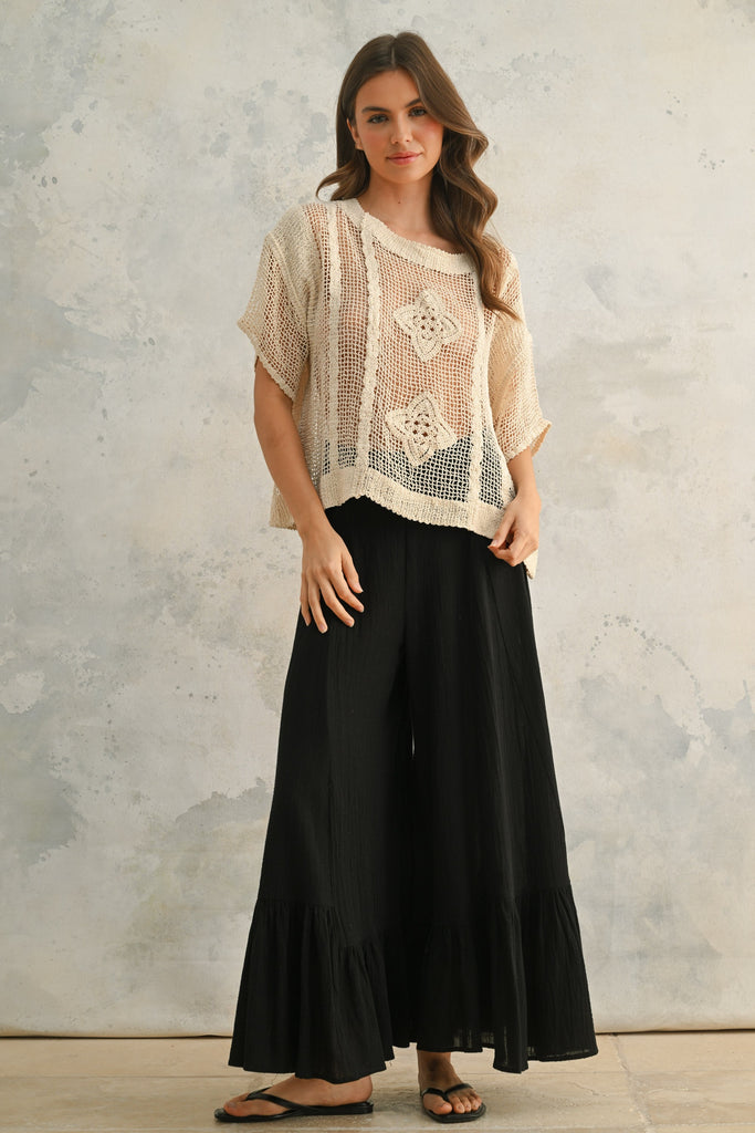 Wide Leg Ruffled Pants