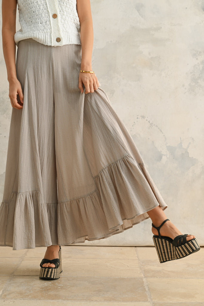 Wide Leg Ruffled Pants