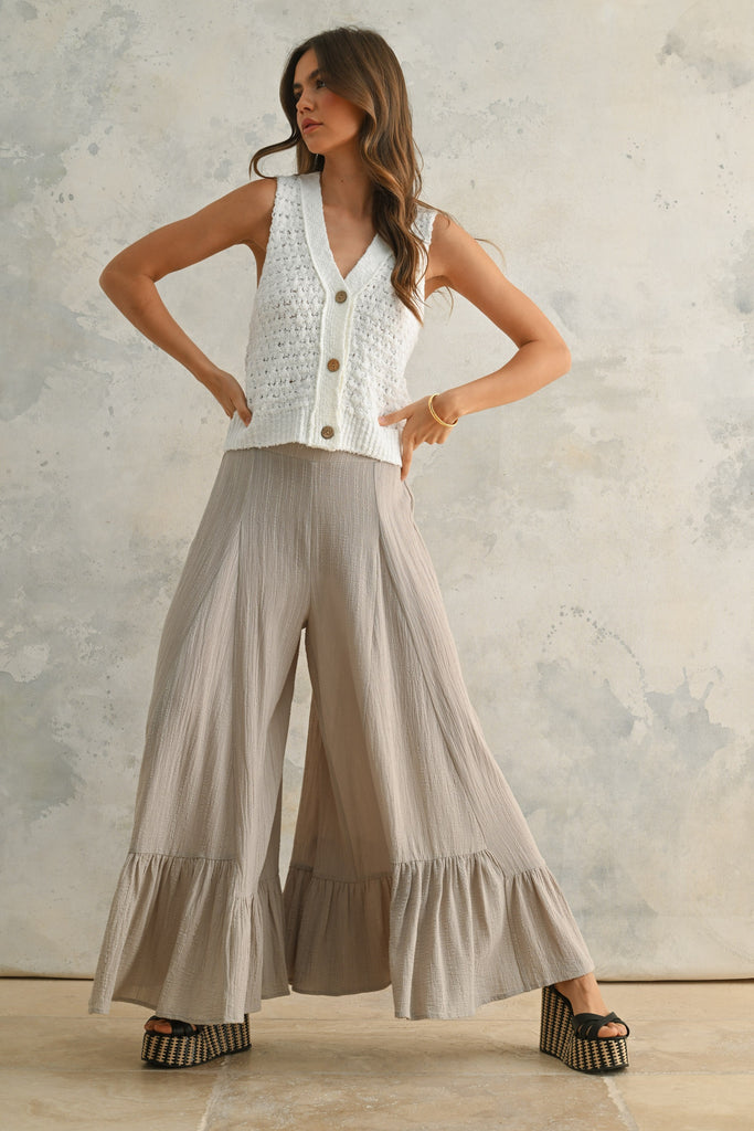Wide Leg Ruffled Pants