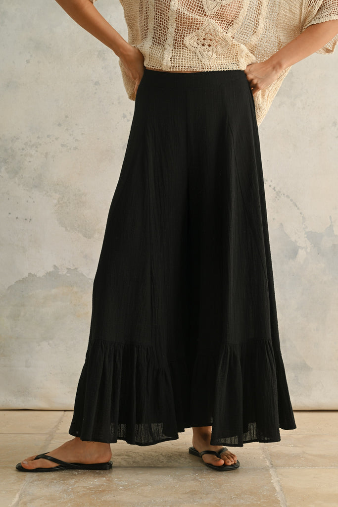 Wide Leg Ruffled Pants