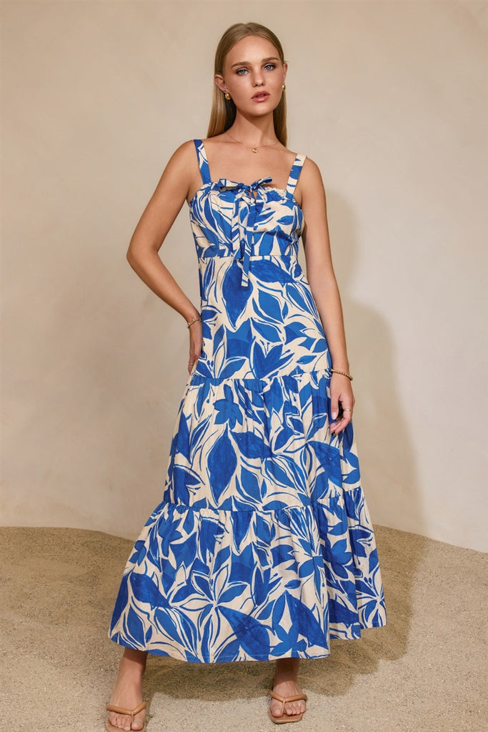 Mykonos Drawstring Tie Tiered Maxi Dress