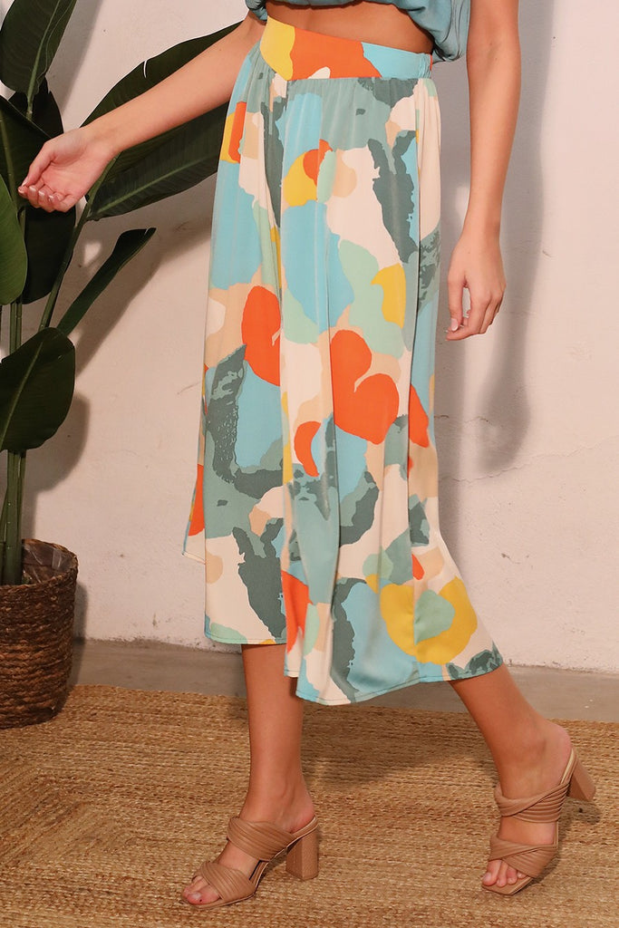 Koi Flower Wide Leg Midi Pants