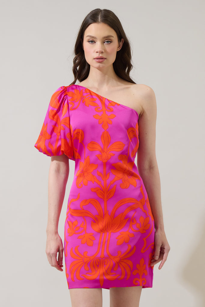 Vallie Floral Kesia One Shoulder Mini Dress