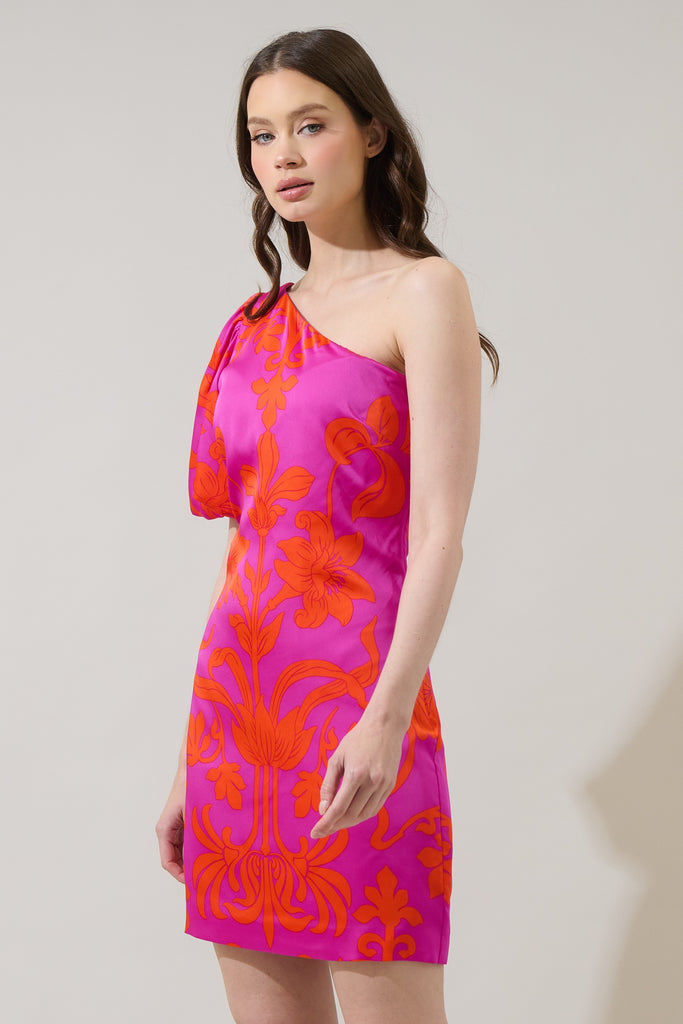 Vallie Floral Kesia One Shoulder Mini Dress