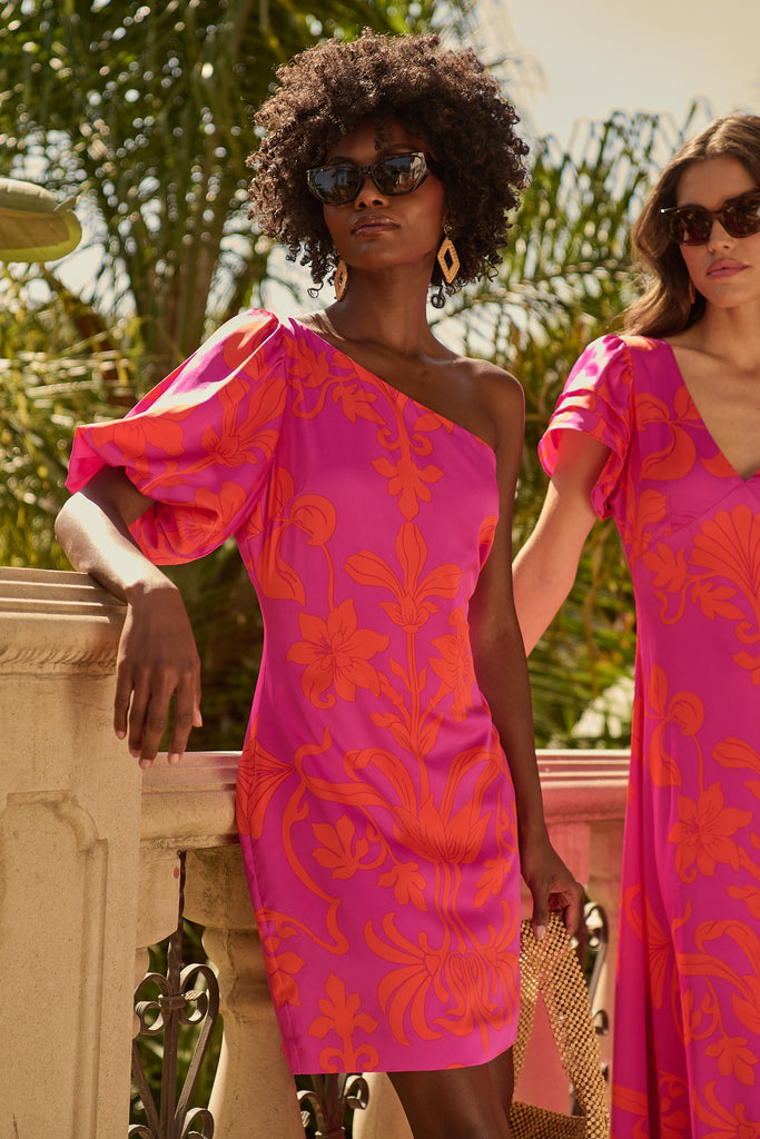 Vallie Floral Kesia One Shoulder Mini Dress