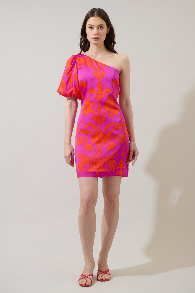 Vallie Floral Kesia One Shoulder Mini Dress