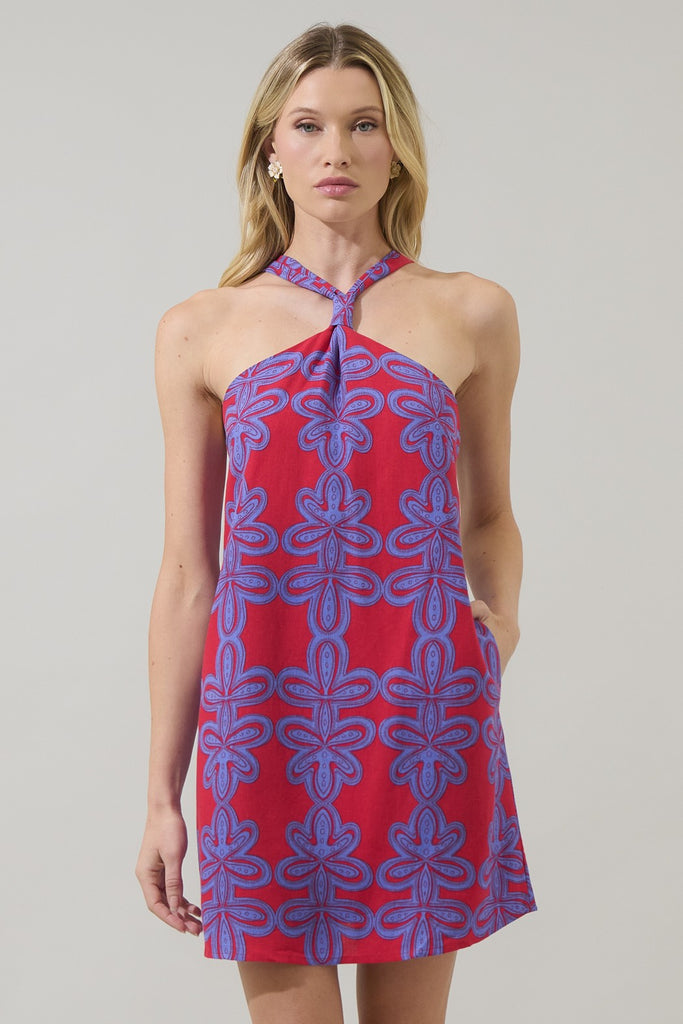 Rory Floral Amory Halter Mini Dress