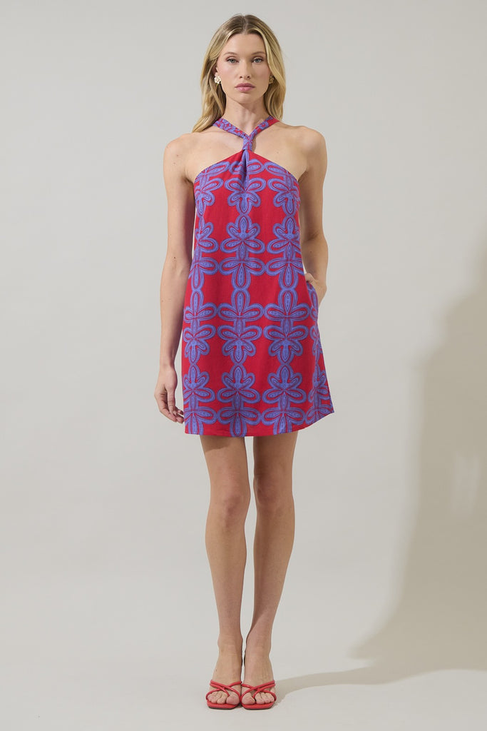 Rory Floral Amory Halter Mini Dress