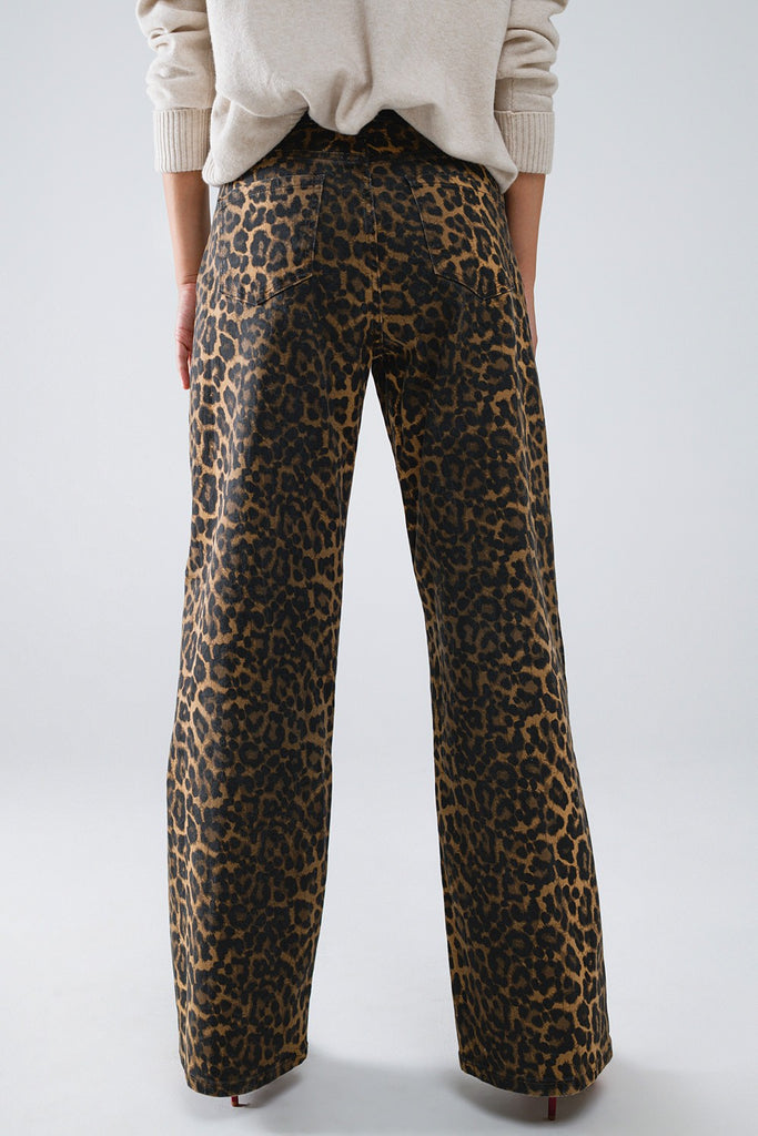 Leopard Print Straight Leg Jeans