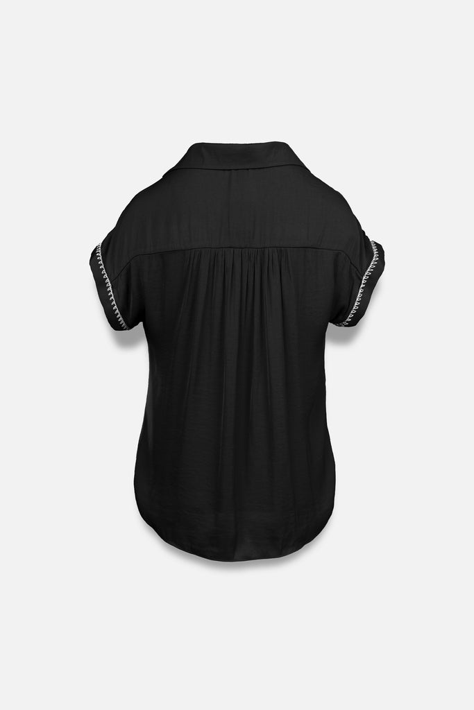 Whipstitch Short Sleeve Blouse