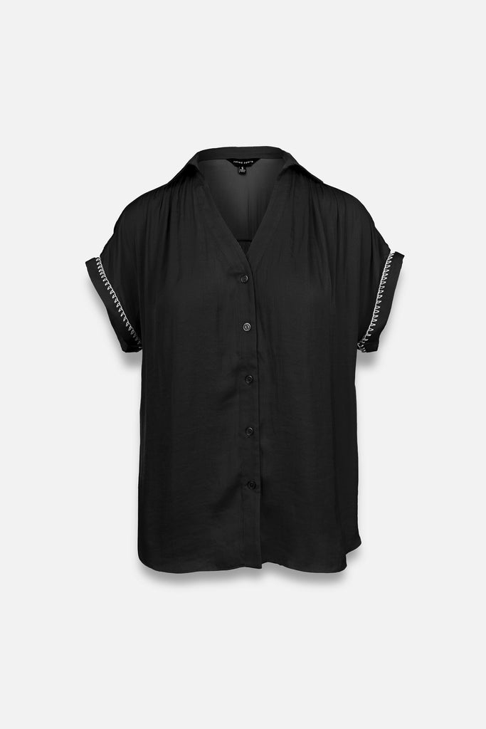 Whipstitch Short Sleeve Blouse